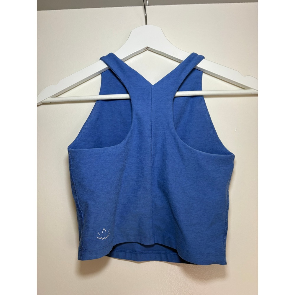 Beyond Yoga Spacedye Racerback Refocus Cropped Tank XS Blue High Neck Bra Top